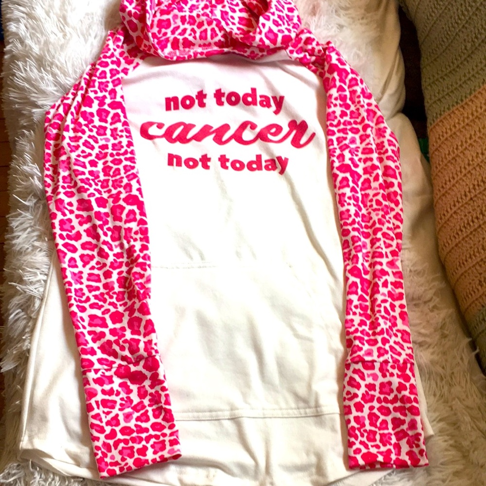 NWOT LuLuRoe “Not Today Cancer, Not Today “ , Leopard Print Pink Pocket In Front